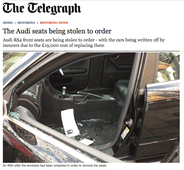 secure my car audi seats stolen to order rs4 telegraph
