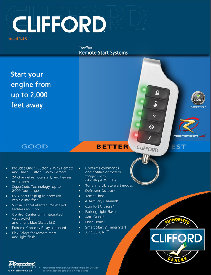 Clifford 1.3 x remote start system Car Alarms viper alarms Car